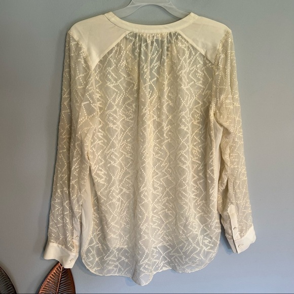 REBECCA TAYLOR SHEER CLIP DOT BLOUSE - Picture 5 of 9